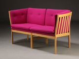 Beech Loveseat with Hot Pink Wool Upholstery