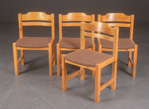Four Solid Finnish Pine Dining Chairs