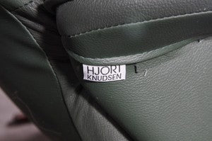 Green Leather Ottomans by Hiort Knudsen