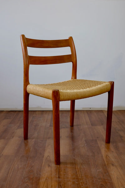 Niels O. Møller Dining Chairs Model 84 in Teak and Papercord