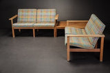 Oak Armchairs and side table set designed by  Ole Gjerløv Knudsen & Torben Lind,