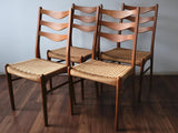 Teak High-backed Dining Chairs by Arne Wahl-Iversen with Danish Cord Seats