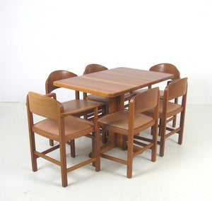 Teak Dining Chairs with Leather Seats