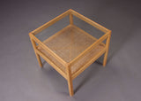 Beech and French Cane Coffee Table with Glass Top