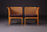 Pieces of Beech and French Cane Modular Sofa with Ole Kortzau Upholstery