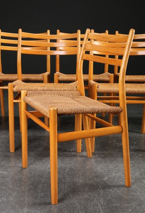 Beech Dining Chairs with Rope Seats
