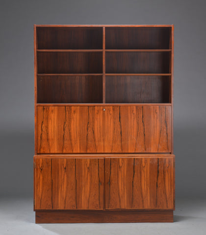 Aage Hundevad. Beautiful Rosewood cabinet base and drop leaf desk /bookcase top