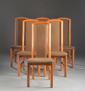Six High-backed Chairs in Cherry and Beech by Skovby. price per chair