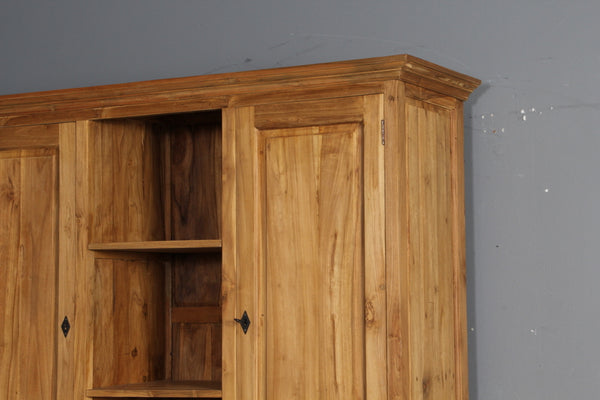Rustic solid teak two-part cabinet.