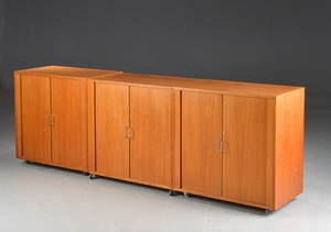 teak cabinet with tambour doors.