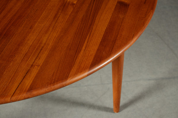Closeup of Round Solid Teak Coffee Table by A. Mikael Laursen