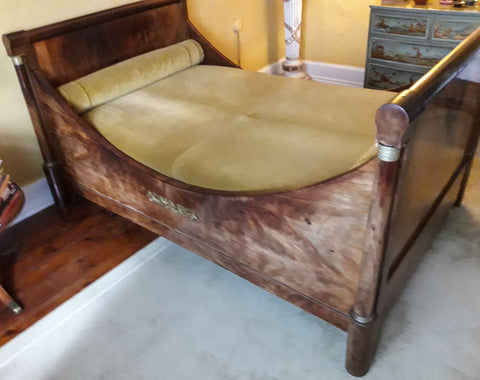 Empire sleigh bed of mahogany