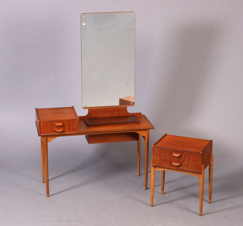 Danish furniture manufacturer. Teak and oak dressing table / dressing table and bedside table (2)