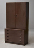 Two Piece Brown Painted Tall Cabinet by Borge Mogensen