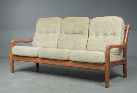 Sculptured Solid Teak framed Danish sofa