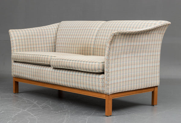 Loveseat with Beech Frame and Patterned Upholstery by Arne Norell