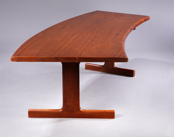Side View of Teak Curved Coffee Table by Johannes Andersen