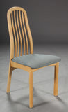 Beech Dining Chair with Curved Wood Back and Grey Textile Seat