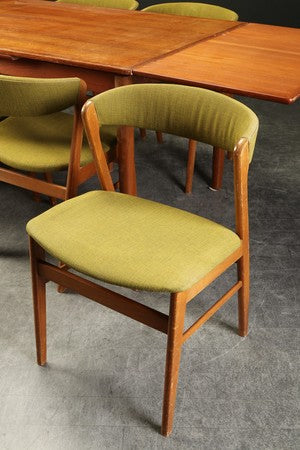 Beech Dining Chair with Green Wool Back and Seat