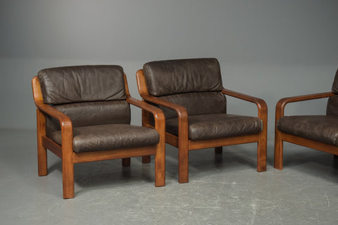 Teak and Leather Armchairs