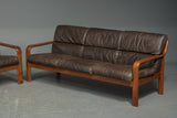 Teak Sofa with Leather Upholstry
