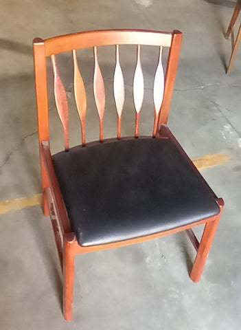 Six solid teak spindle chair