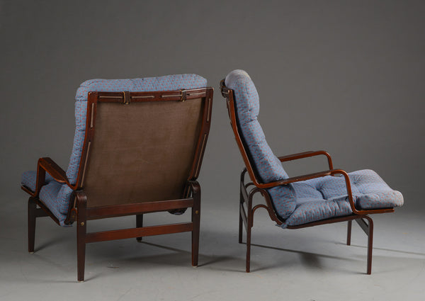 Bruno Mathsson. A pair of high-backed armchairs, model Ingrid.