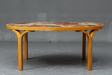 Haslev furniture. Oval coffee table with tiles.