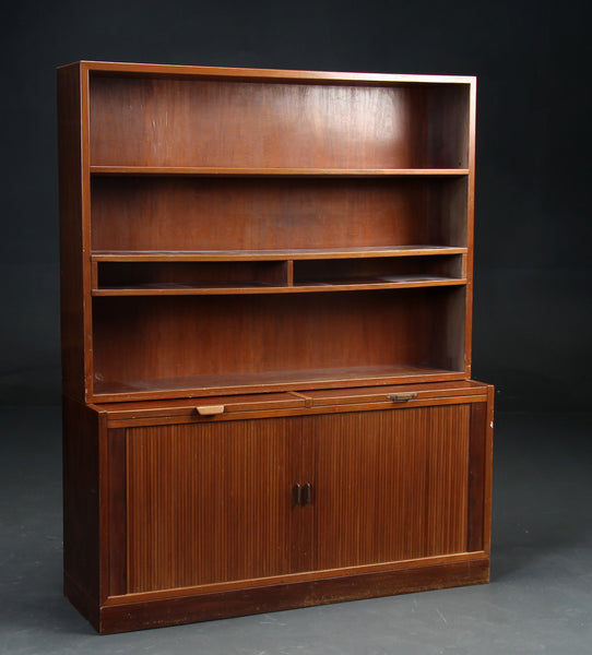 Two-part bookcase with blind doors. Nut tree. (2)