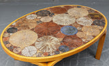 Haslev furniture. Oval coffee table with tiles.