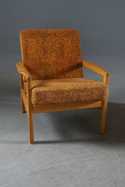 A pair of white European oak armchairs. Probably Erik Chambert