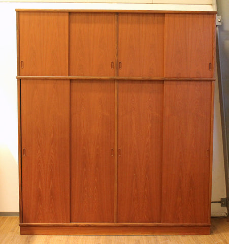 Teak wardrobe with sliding doors
