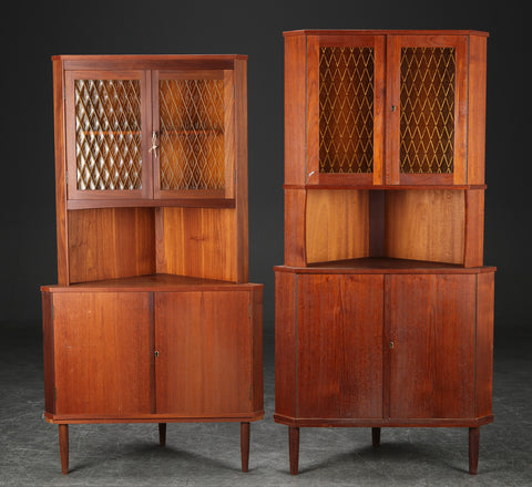 Two corner teak cabinets, 1950s