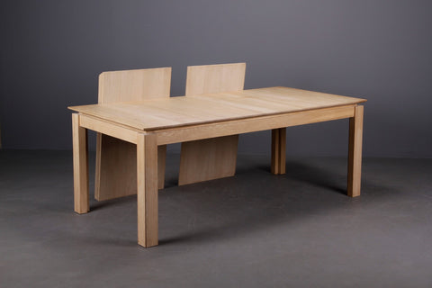 Findahls Møbelfabrik. Rectangular Solid White oak dining table with 2 leaves,