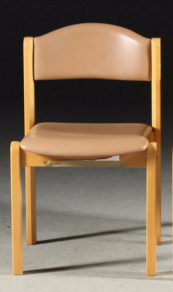 Beech Chair with Tan Leather Seat and Back by Kinnarps