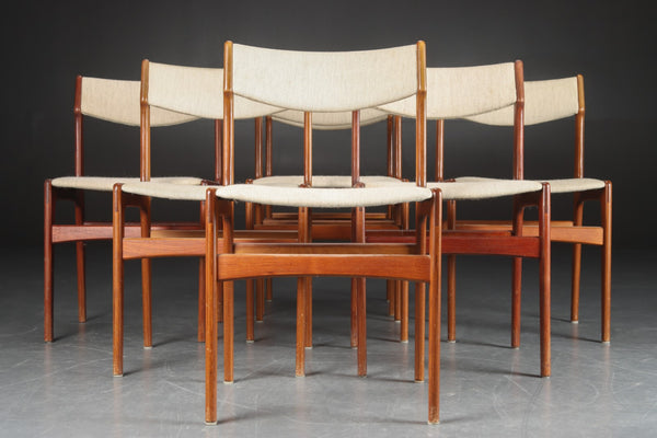 Teak / wool dining chairs by Erik Buch Model #49.
