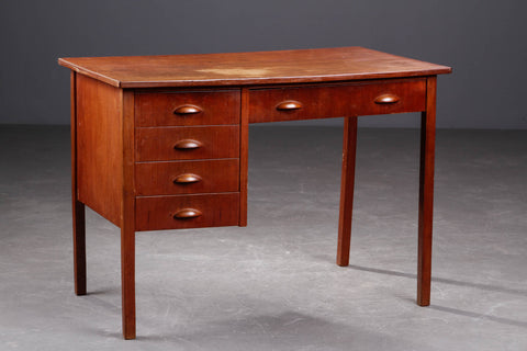 Teak, single pedestal Desk