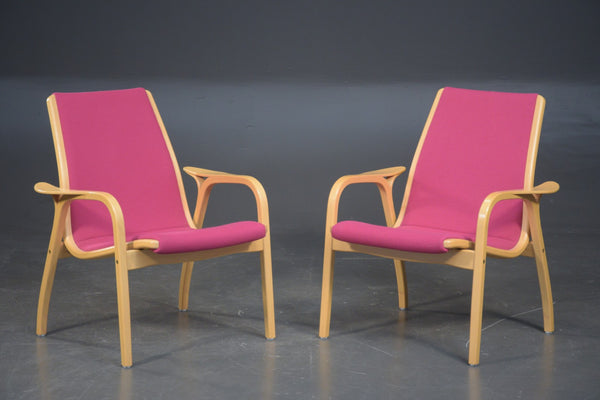 Model Lamino by Yngve Ekstrom Sweden. Low-backed armchairs, beech / wool