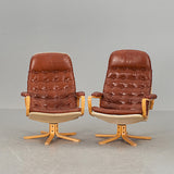 ARMCHAIRS, a pair of "Mona Roto", Sam Larsson, Dux, 1970s.