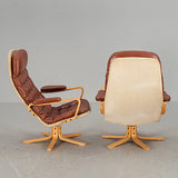 ARMCHAIRS, a pair of "Mona Roto", Sam Larsson, Dux, 1970s.