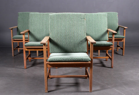 Børge Mogensen, six armchairs, solid oak (6)