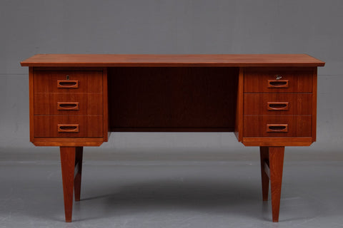 Danish furniture manufacturer, teak double pedestal desk, 1960s