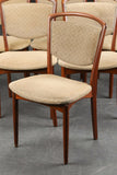 Beech Dining Chairs with Beige Pattern Seats and Backs
