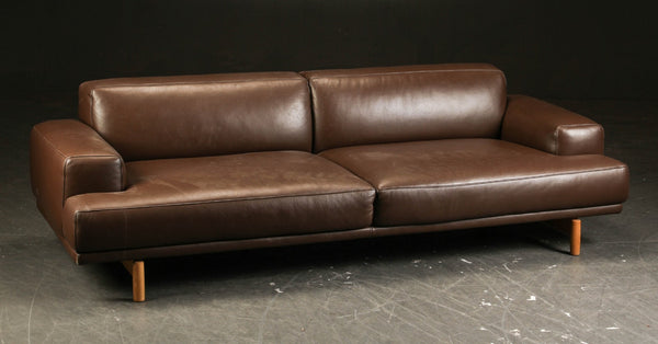 Danish Leather 3 seater sofa with brown leather
