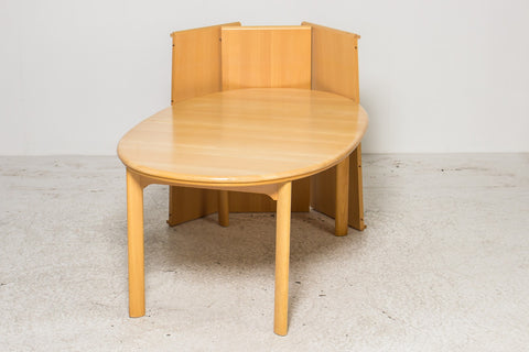 Skovby. Dining table of solid lacquered beech with three extention Leaves.