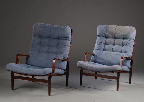 Bruno Mathsson. A pair of high-backed armchairs, model Ingrid.