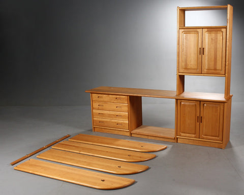 solid cherry wall unit/shelving by Dyrlund.