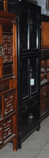 Oriental Black High Glass Doors Cabinet