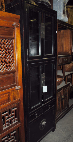 Oriental Black High Glass Doors Cabinet