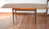 Teak Coffee Table with 2 extension leaves and a shelf